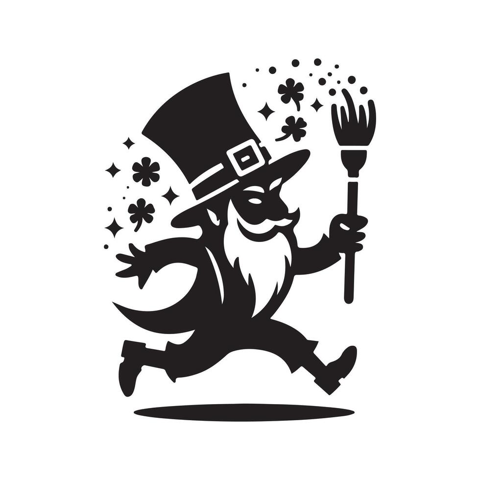 Leprechaun Black Silhouette for Halloween Design vector