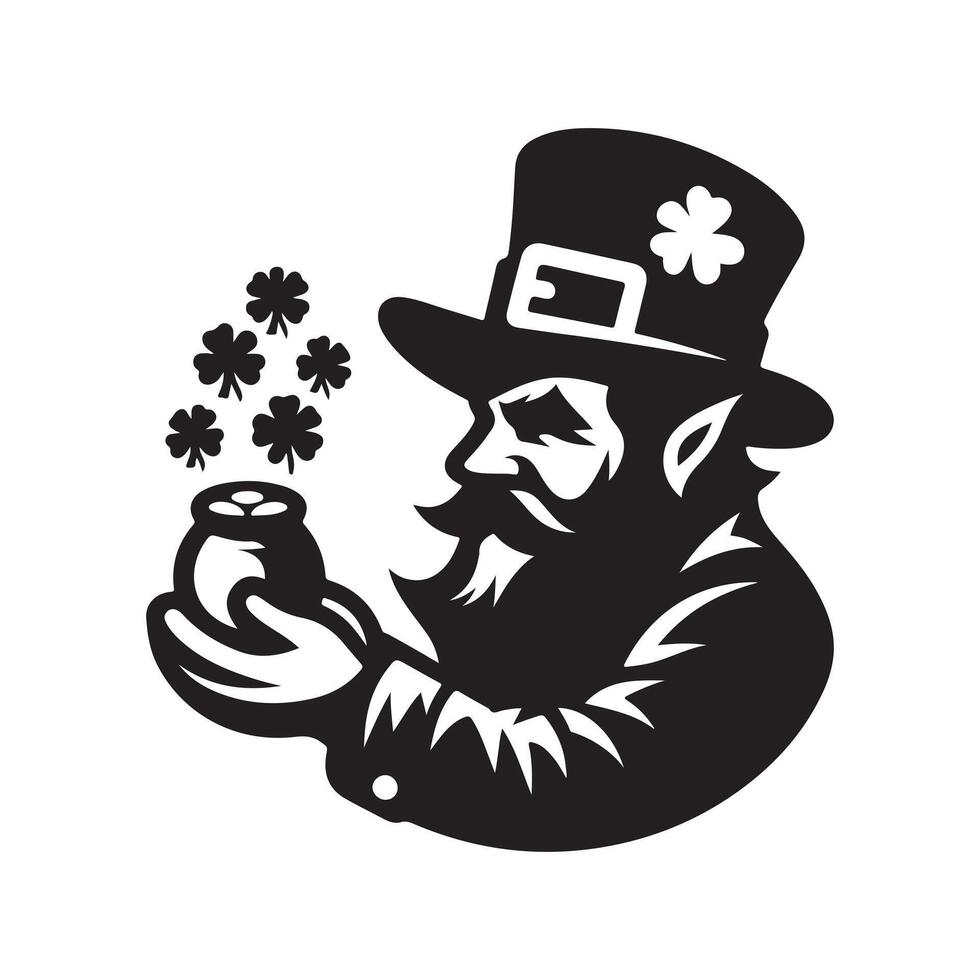 Black Leprechaun Silhouette for Illustrations vector
