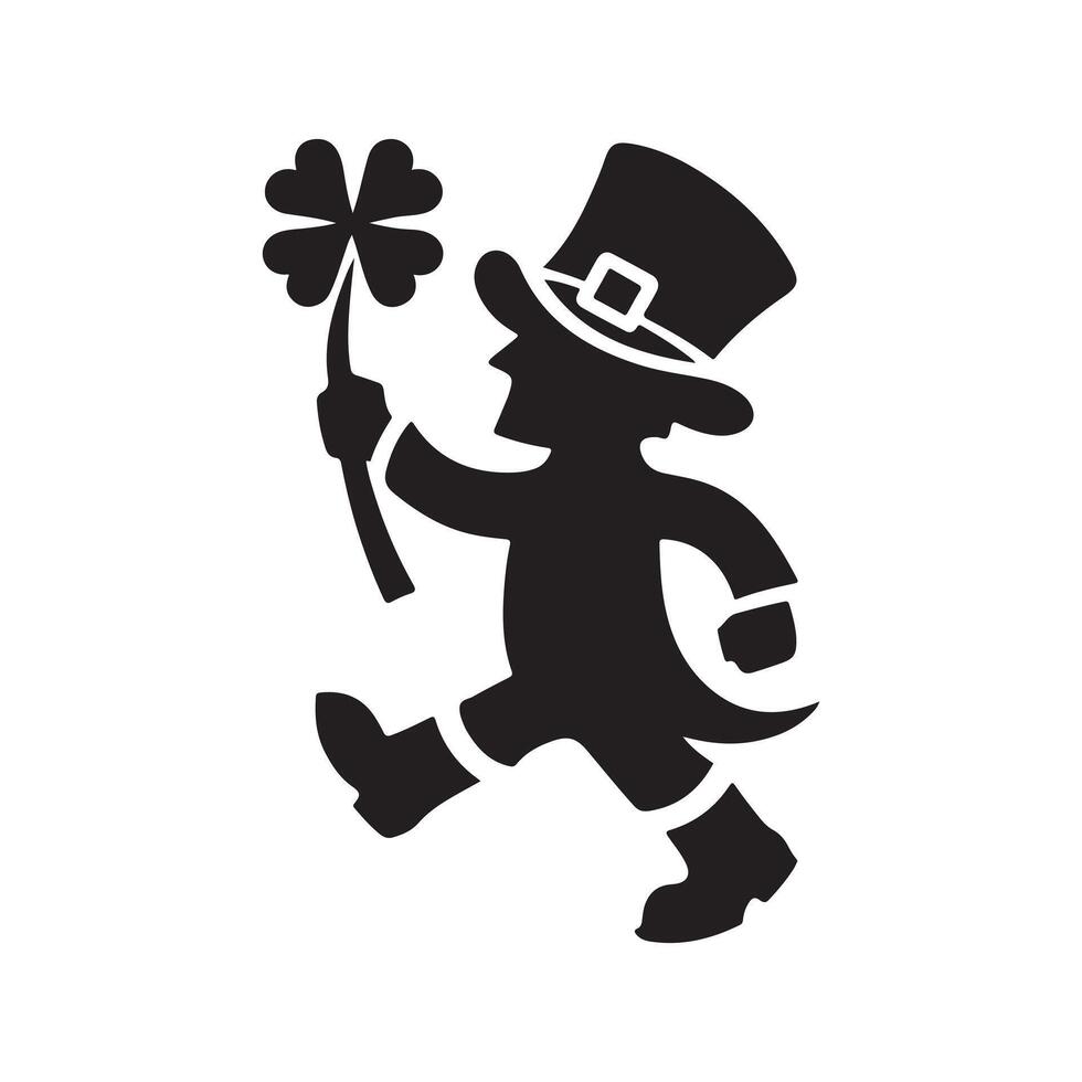 Simple Black Leprechaun Silhouette vector