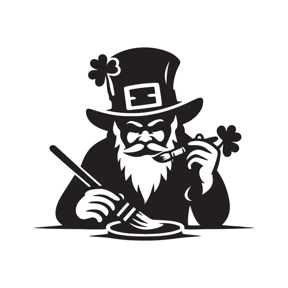 High Definition Leprechaun Black Silhouette vector