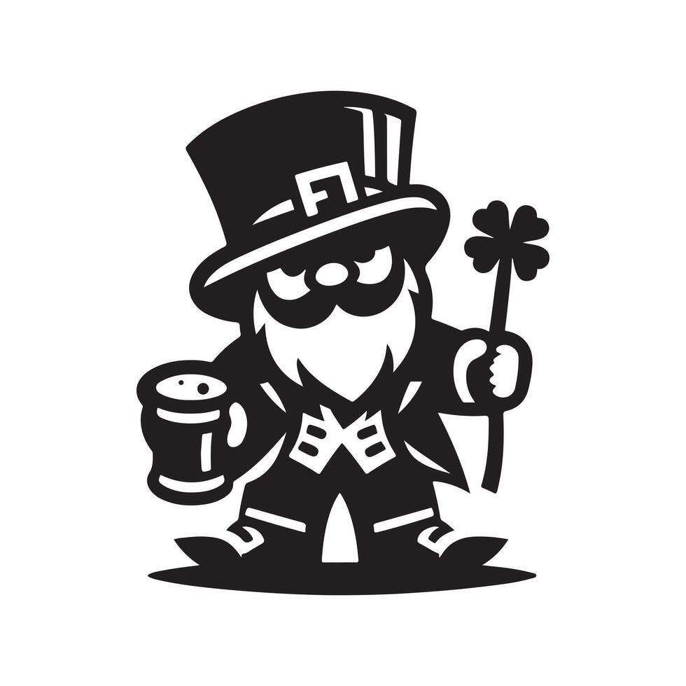 Classic Leprechaun Black Silhouette vector