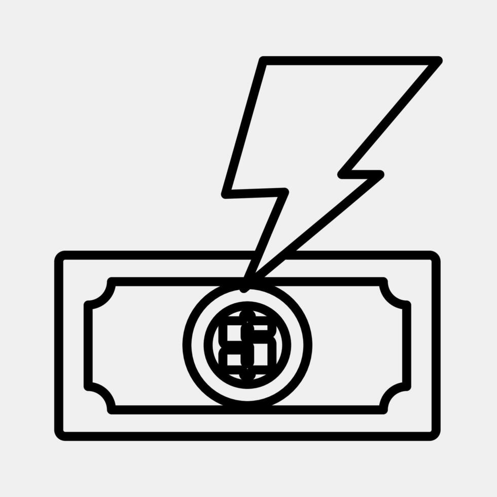 Icon bankruptcy. Economy elements. Icon in line style. vector