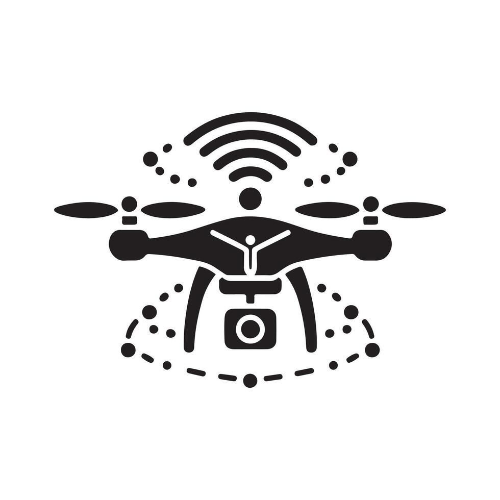 Drone Black Silhouette Stock Image vector