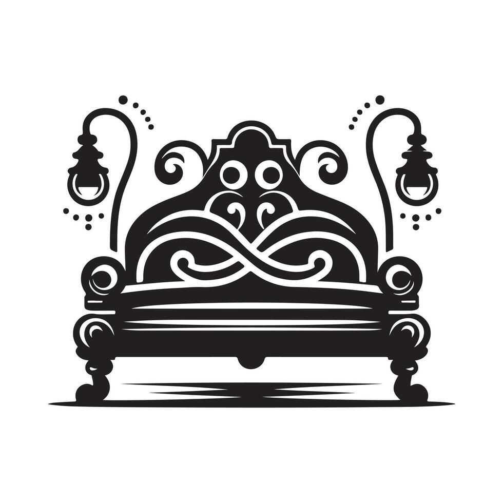 Elegant Bed Black Artwork vector