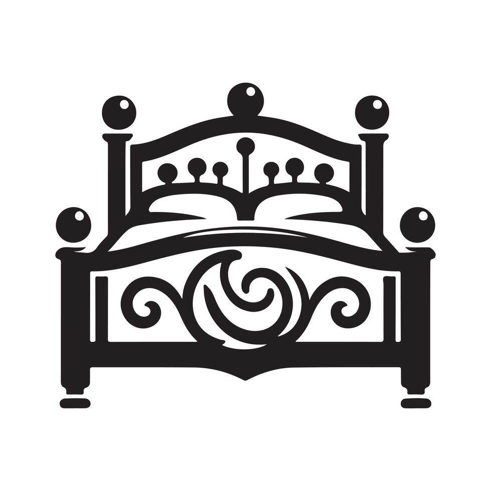 Bed Black Silhouette Graphic vector