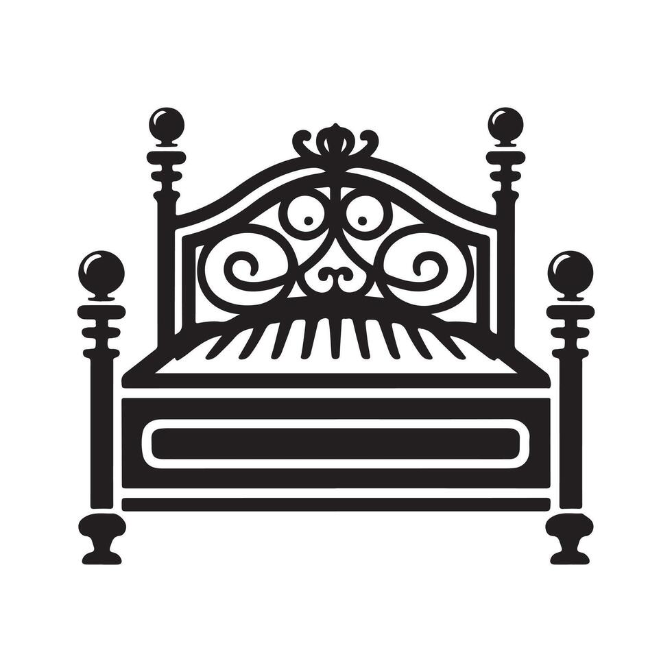 Bed Black Art for Printing vector