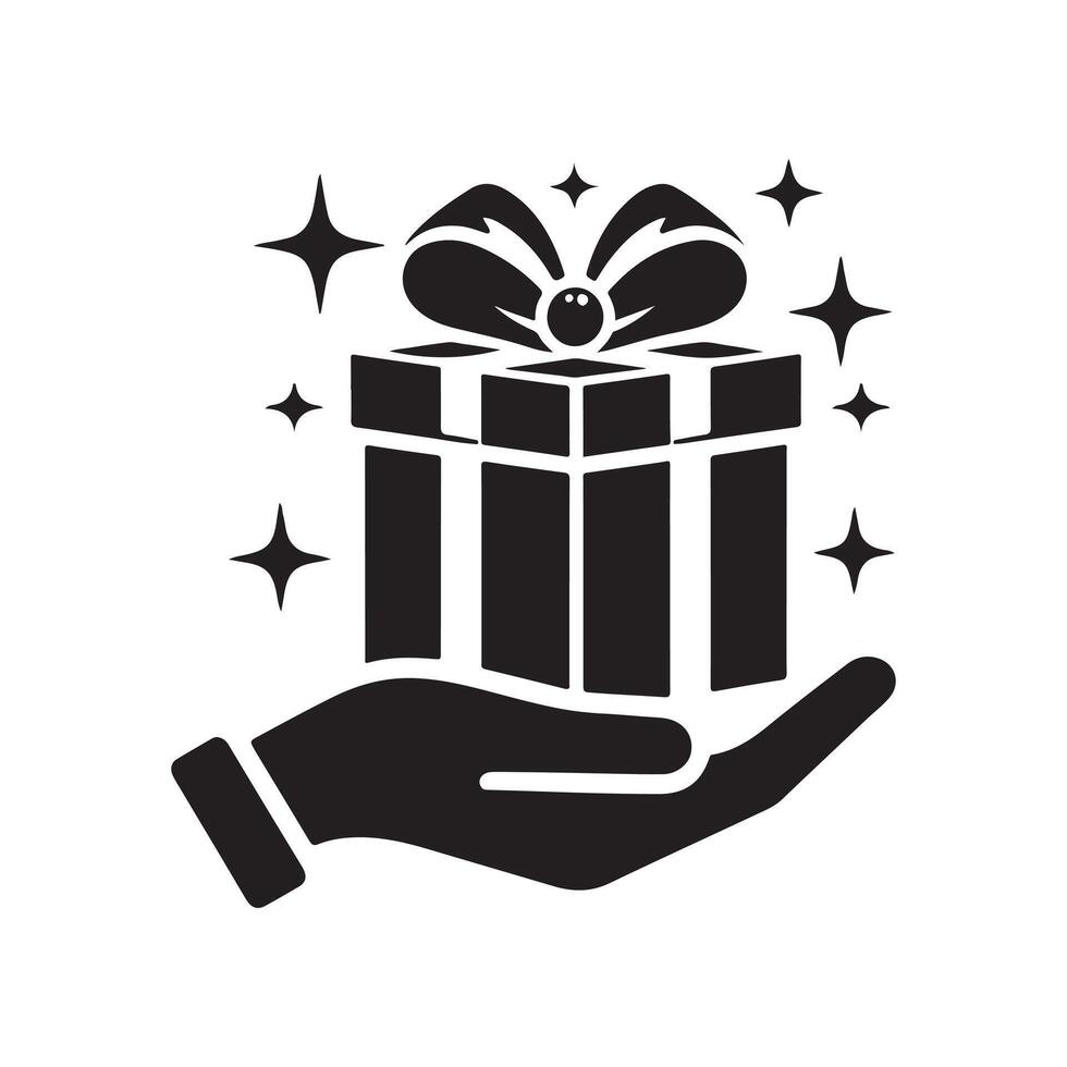 Black Gift Box Silhouette Image vector