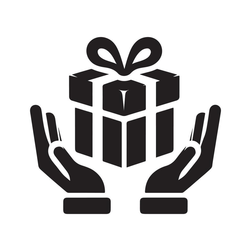 Black Gift Box Silhouette Isolated vector
