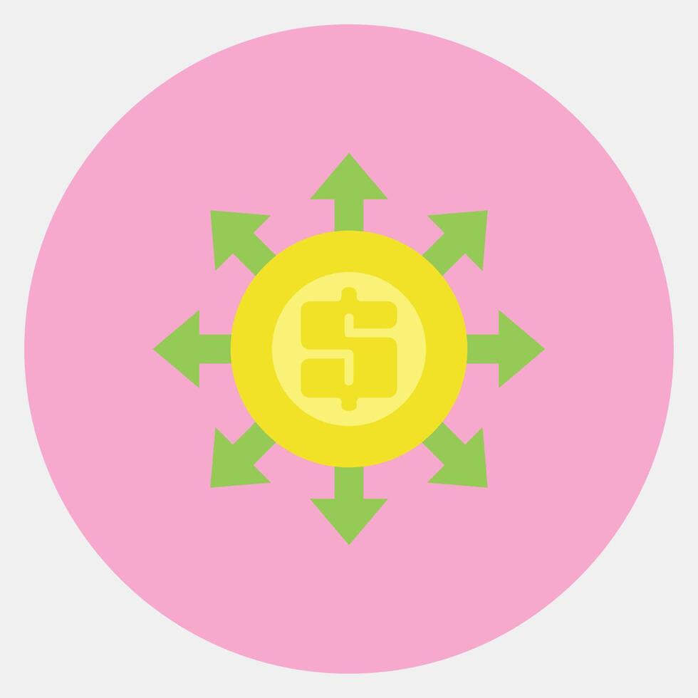 Icon money flow. Economy elements. Icon in color mate style. vector