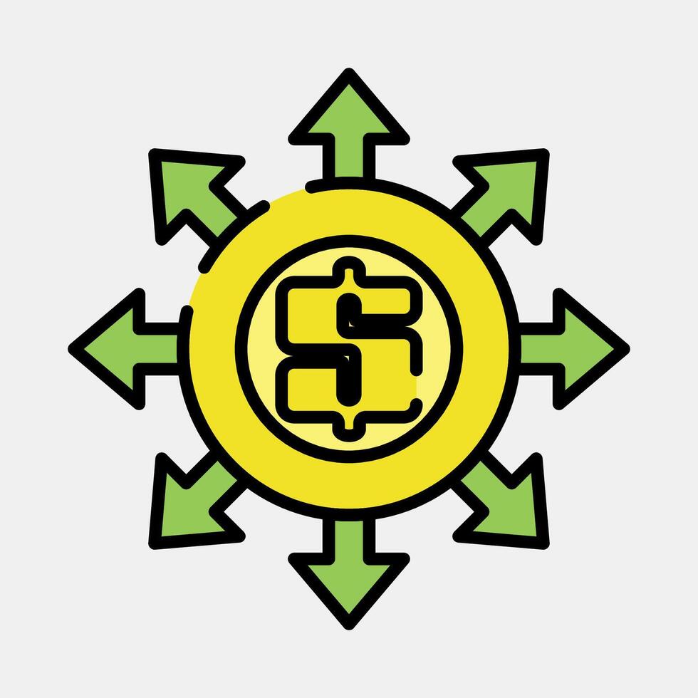 Icon money flow. Economy elements. Icon in filled line style. vector