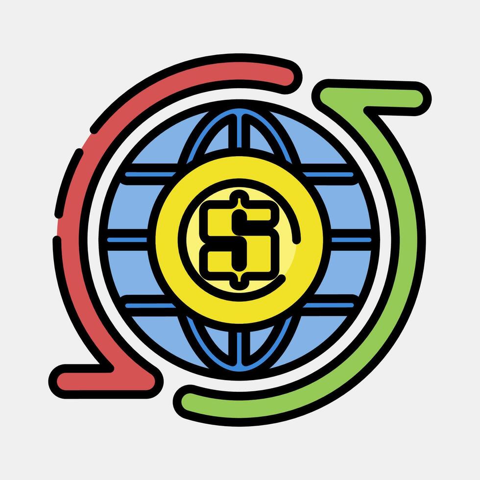 Icon circular economic. Economy elements. Icon in filled line style. vector
