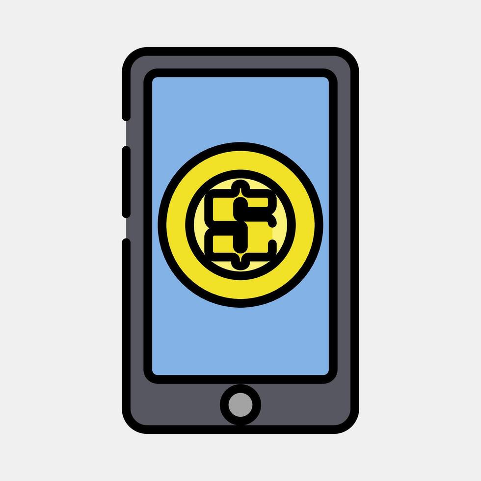 Icon online payment. Economy elements. Icon in filled line style. vector