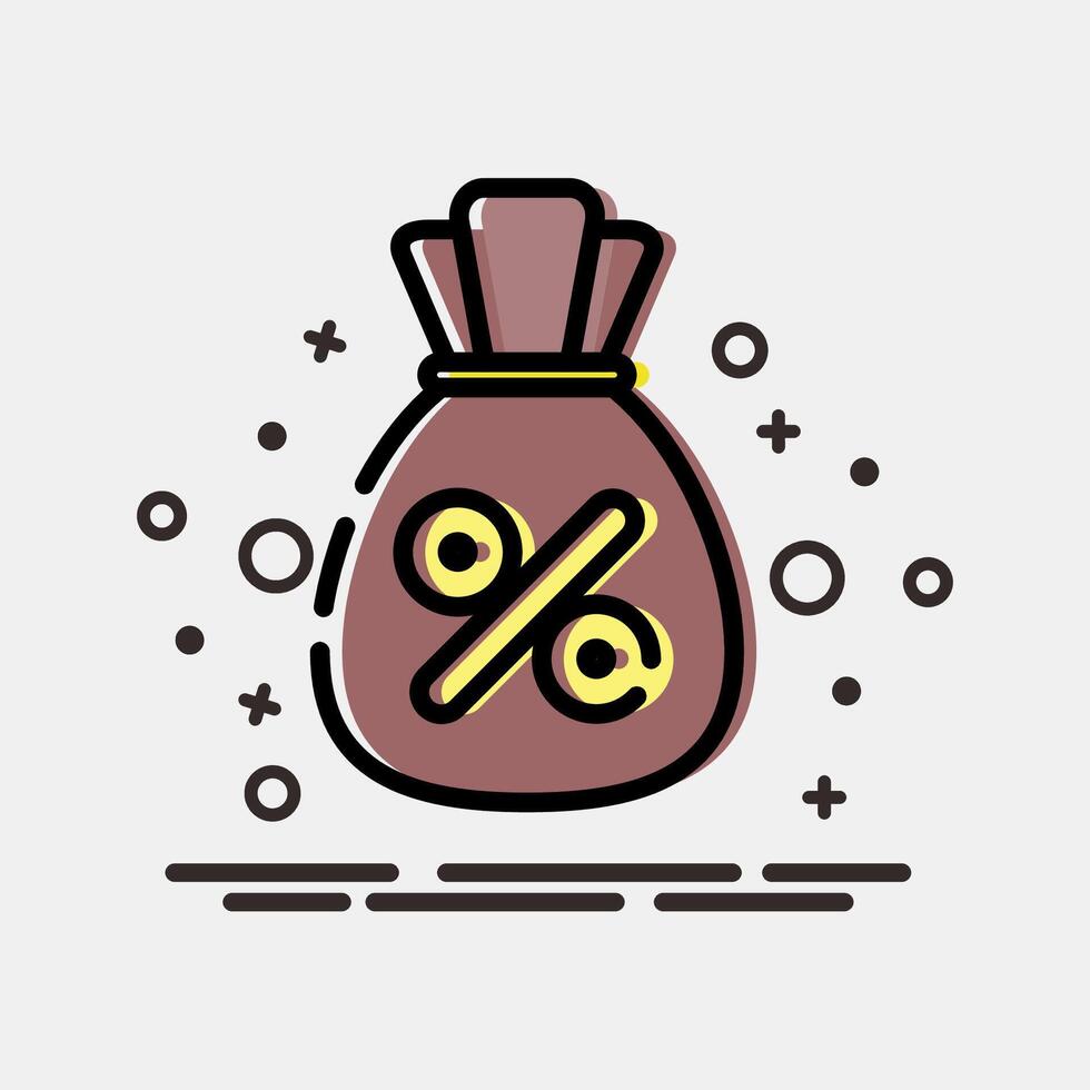 Icon interest rate. Economy elements. Icon in MBE style. vector