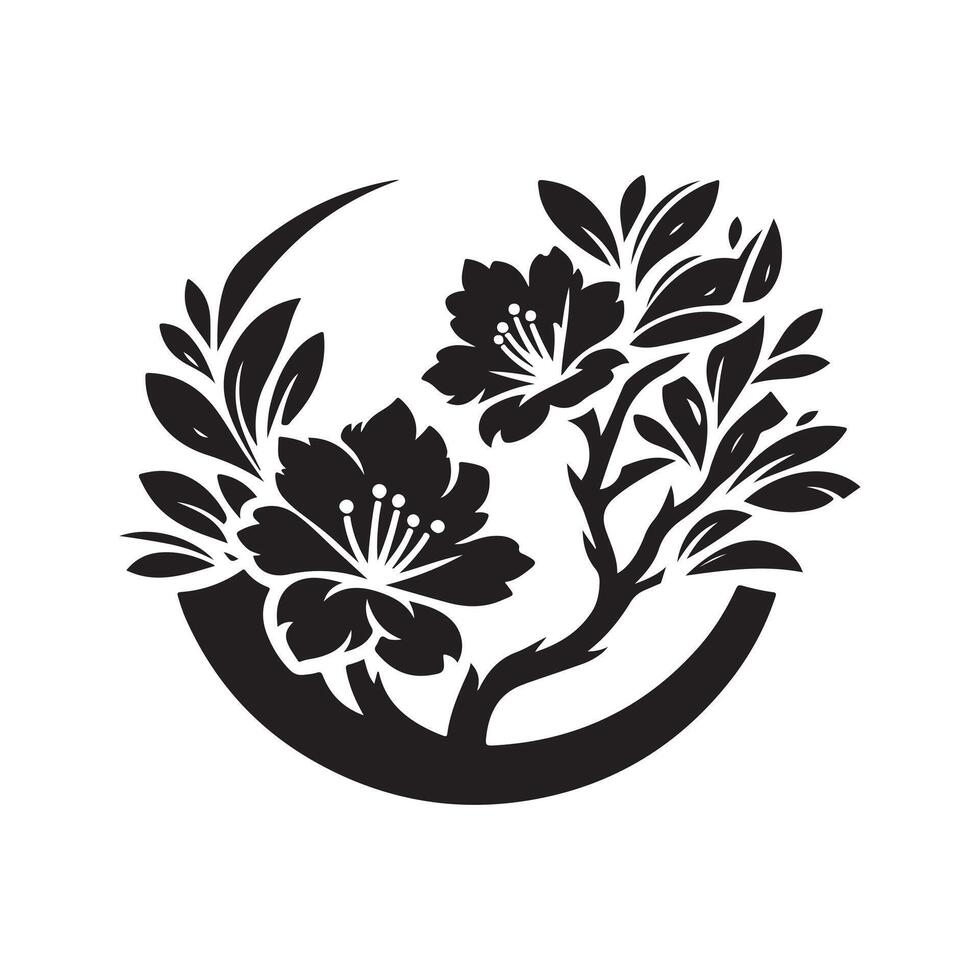 Azalea Black Silhouette for Digital Projects vector