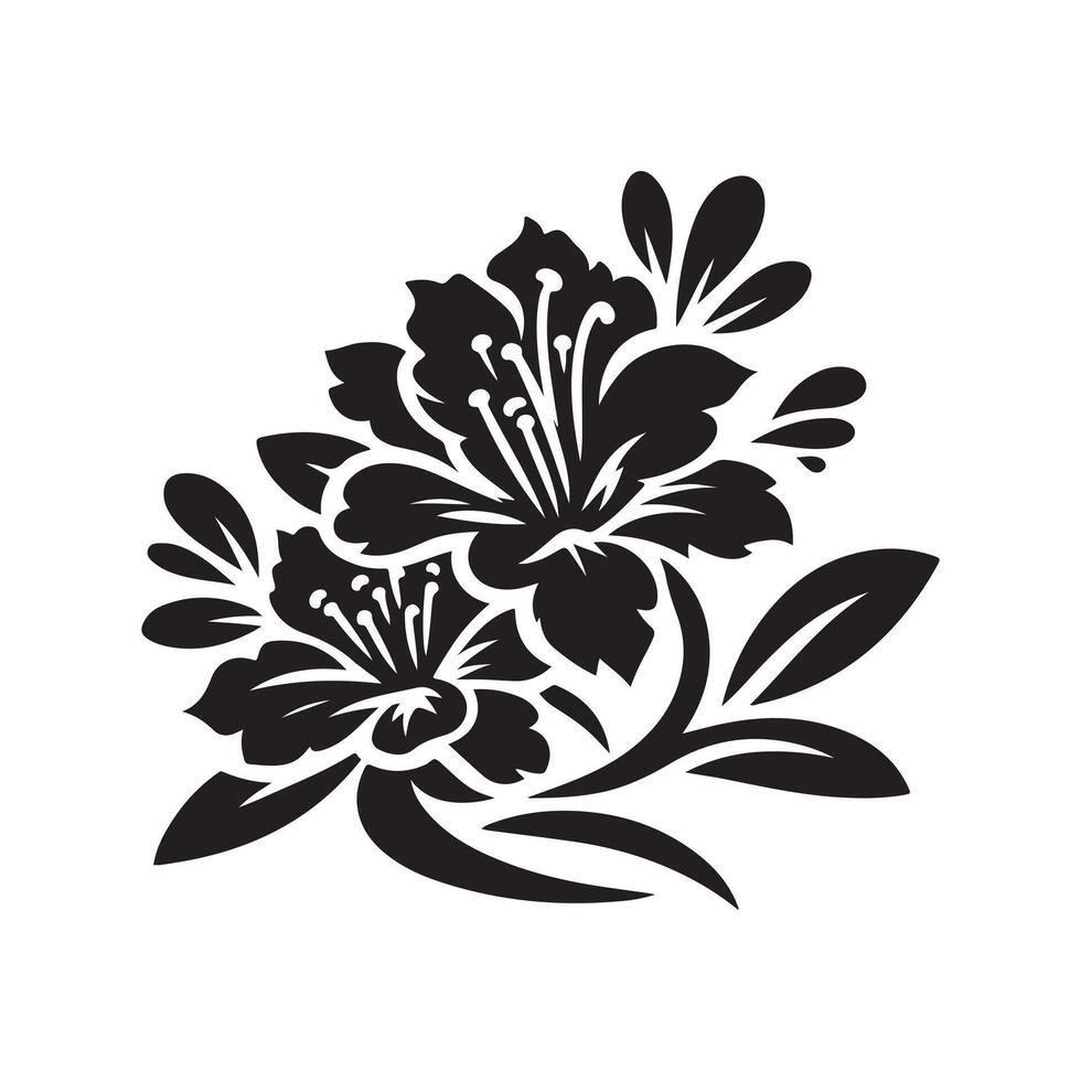 Azalea Black Silhouette Illustration Graphic vector
