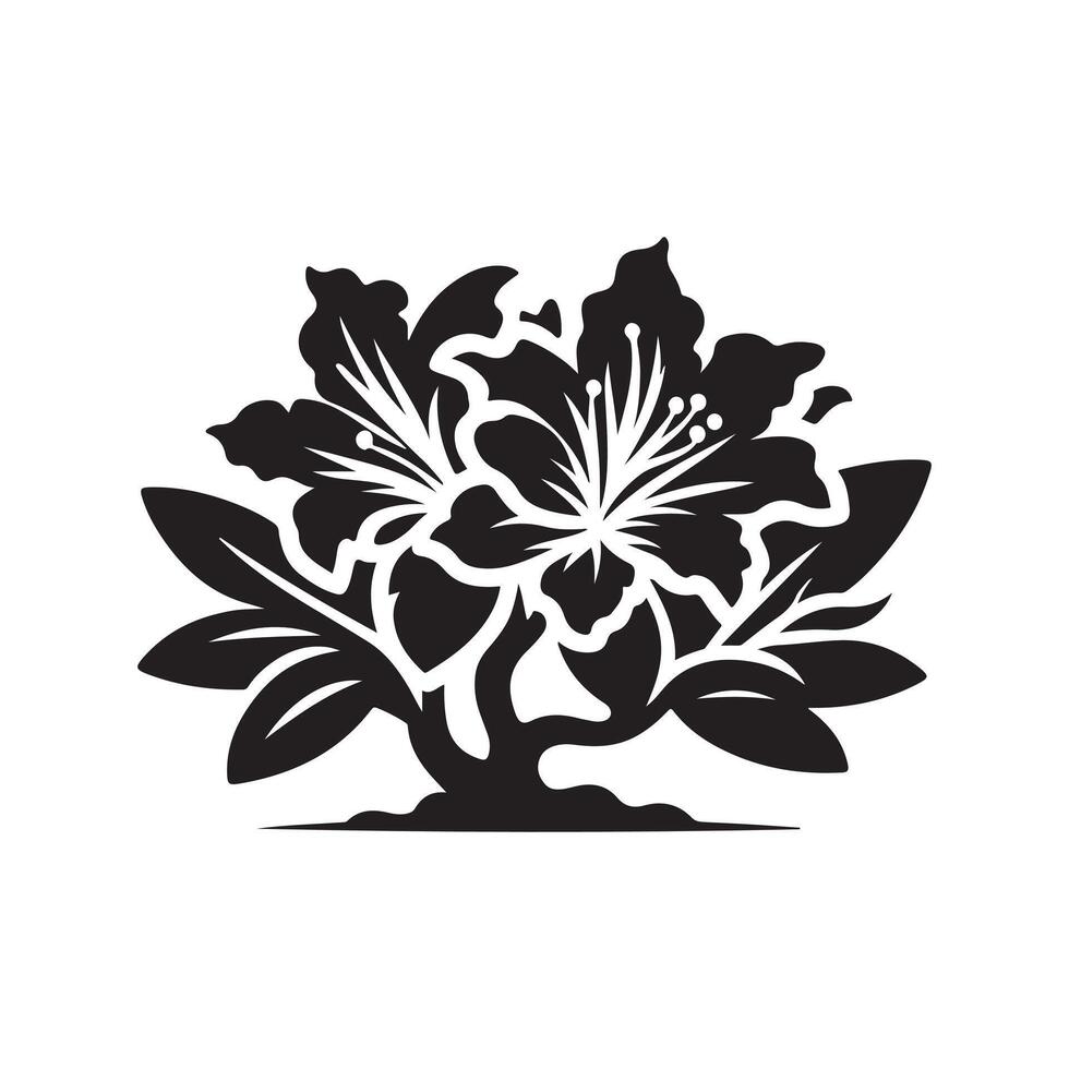 Azalea Black Flower Silhouette vector