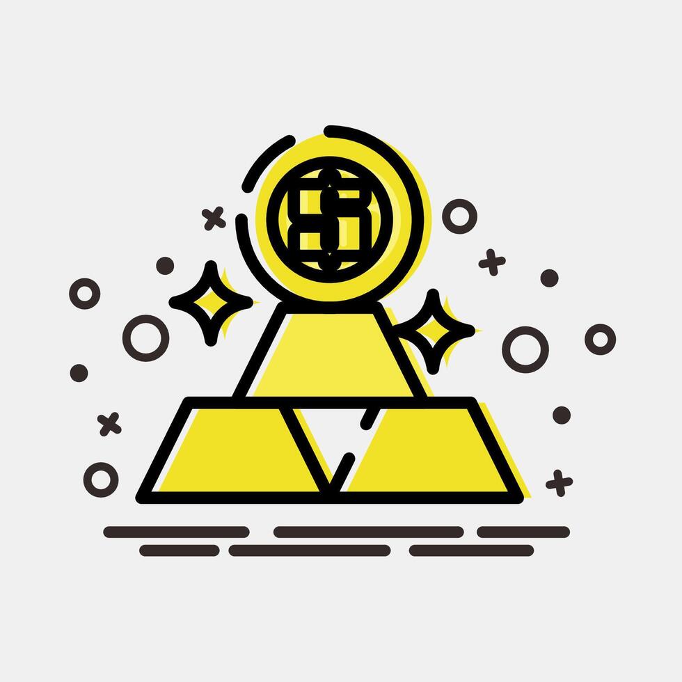 Icon gold price. Economy elements. Icon in MBE style. vector