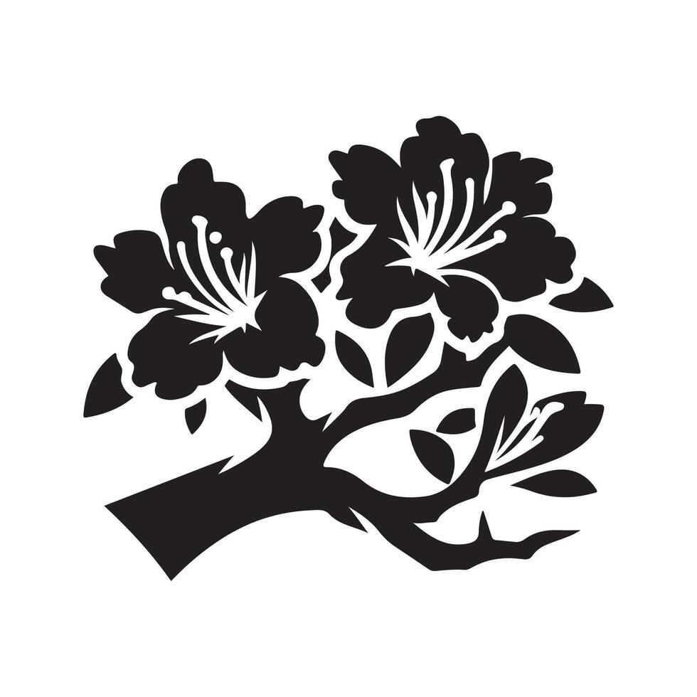 Azalea Black Silhouette for Graphic Projects vector