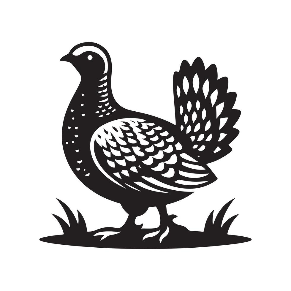 Simple Sandgrouse Black Silhouette vector