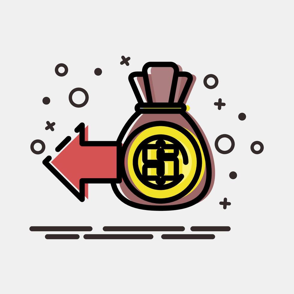 Icon expenditure. Economy elements. Icon in MBE style. vector