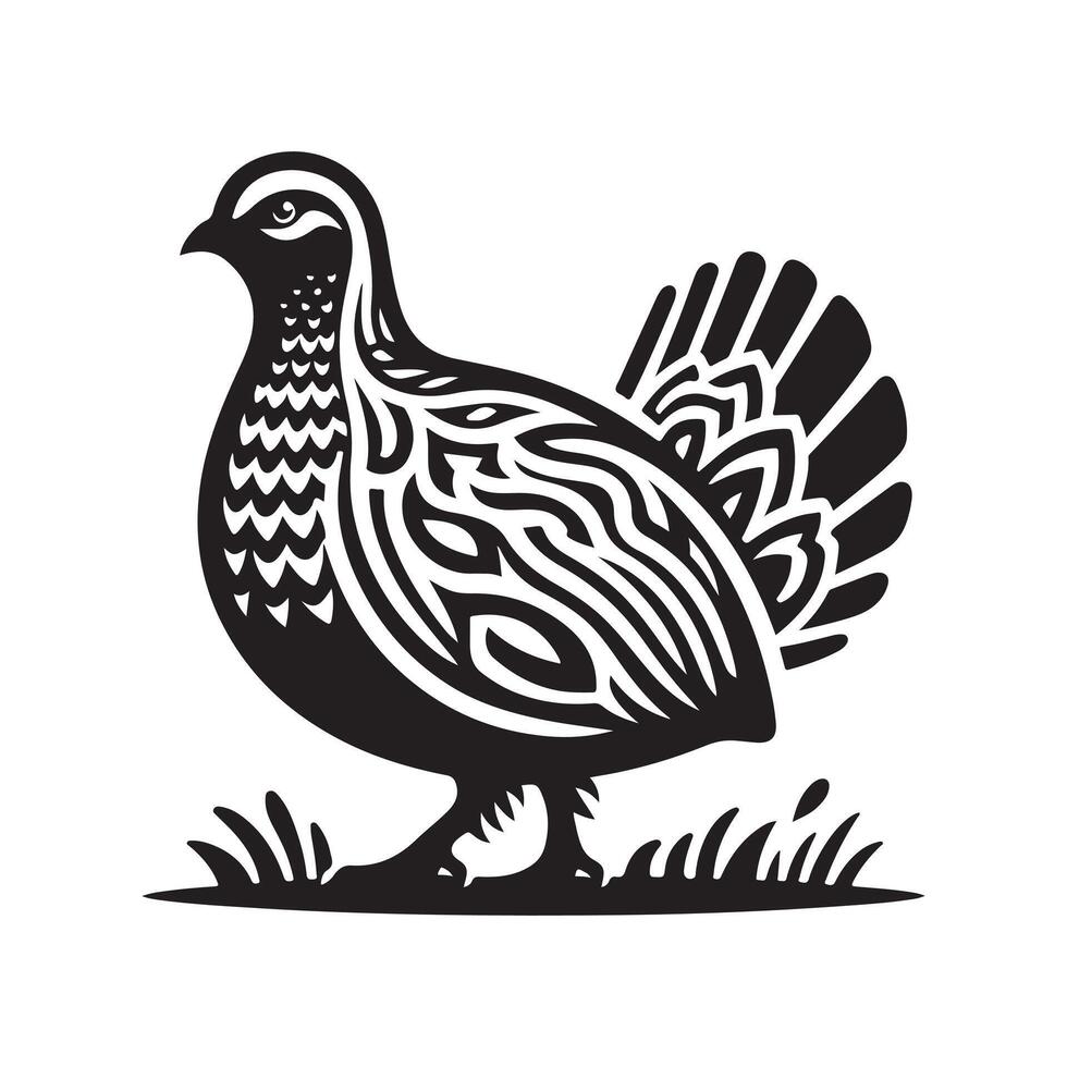 Sandgrouse Illustration in Black Silhouette vector