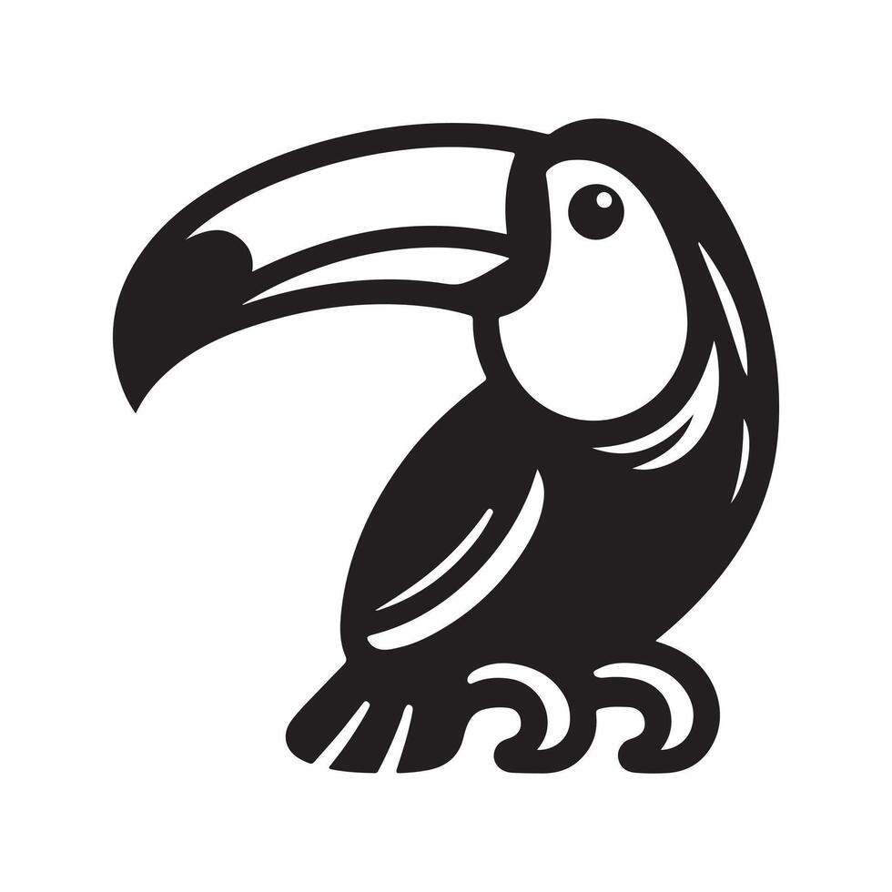 Keel Billed Toucan Black Silhouette for Logo Creation vector