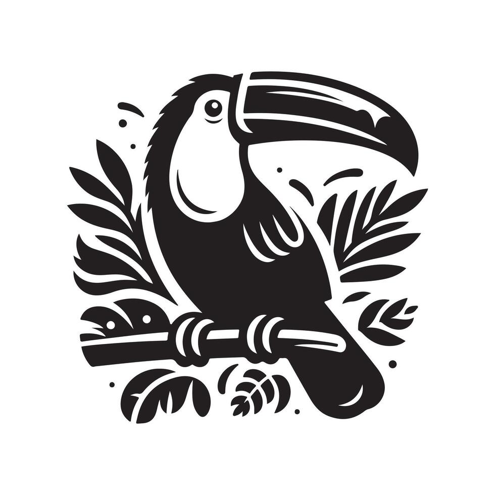 Keel Billed Toucan Black Silhouette for Print Materials vector