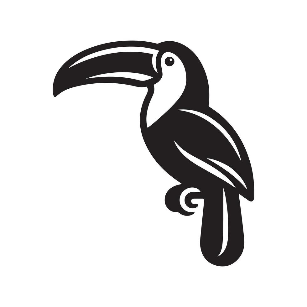 Keel Billed Toucan Black Silhouette for Logos vector