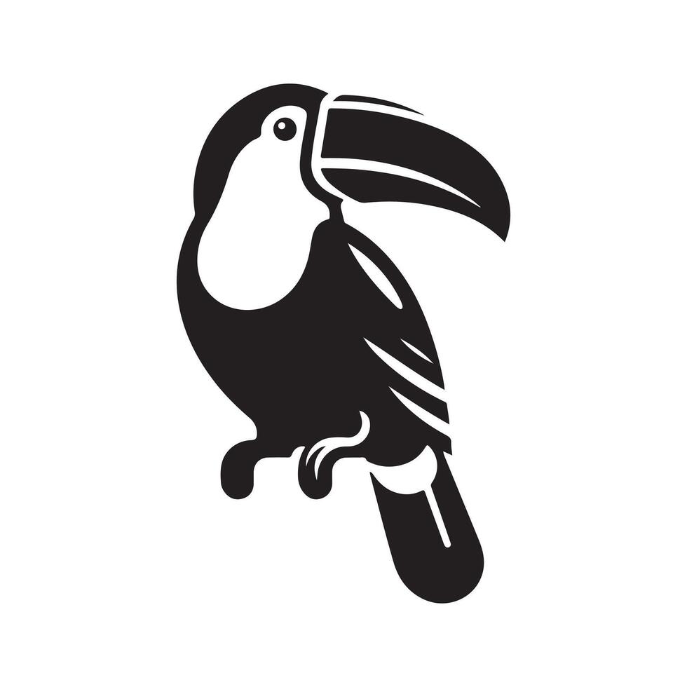 Keel Billed Toucan Black Silhouette for Graphic Design vector
