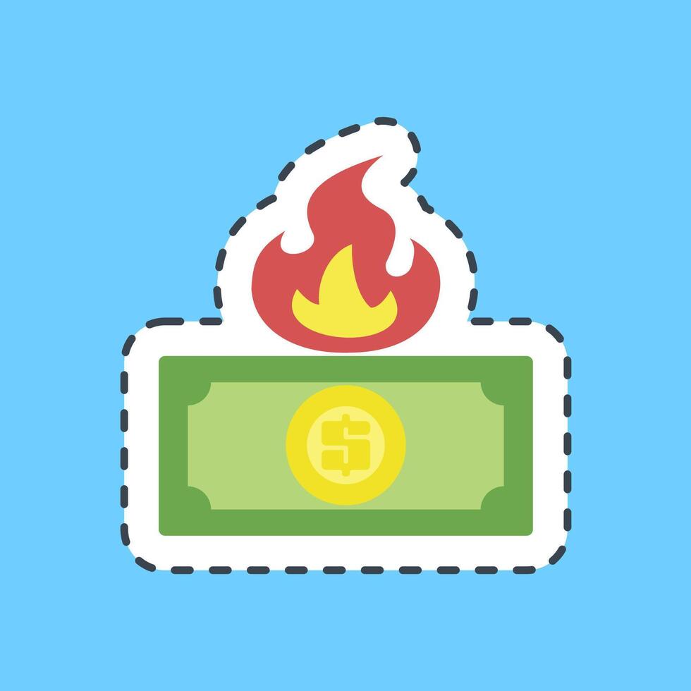 Cutting line sticker inflation. Economy and business elements. vector