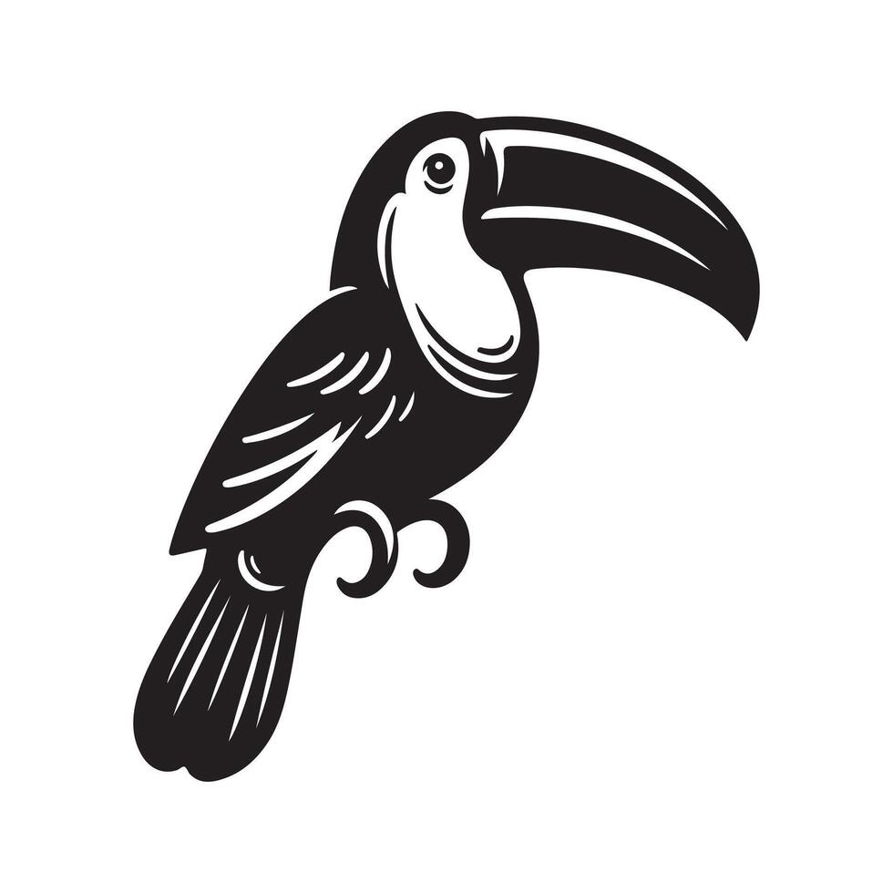 Black Keel Billed Toucan Silhouette Clipart for Designers vector