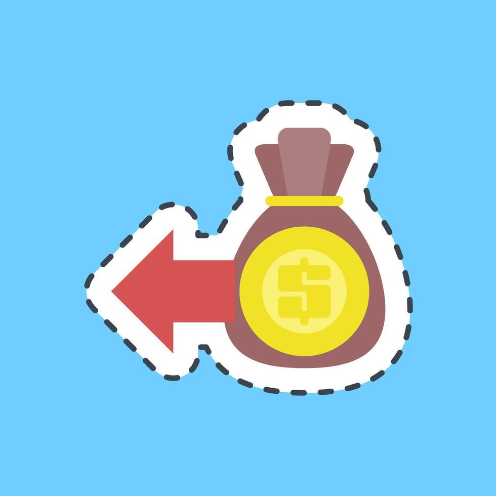 Cutting line sticker expenditure. Economy and business elements. vector