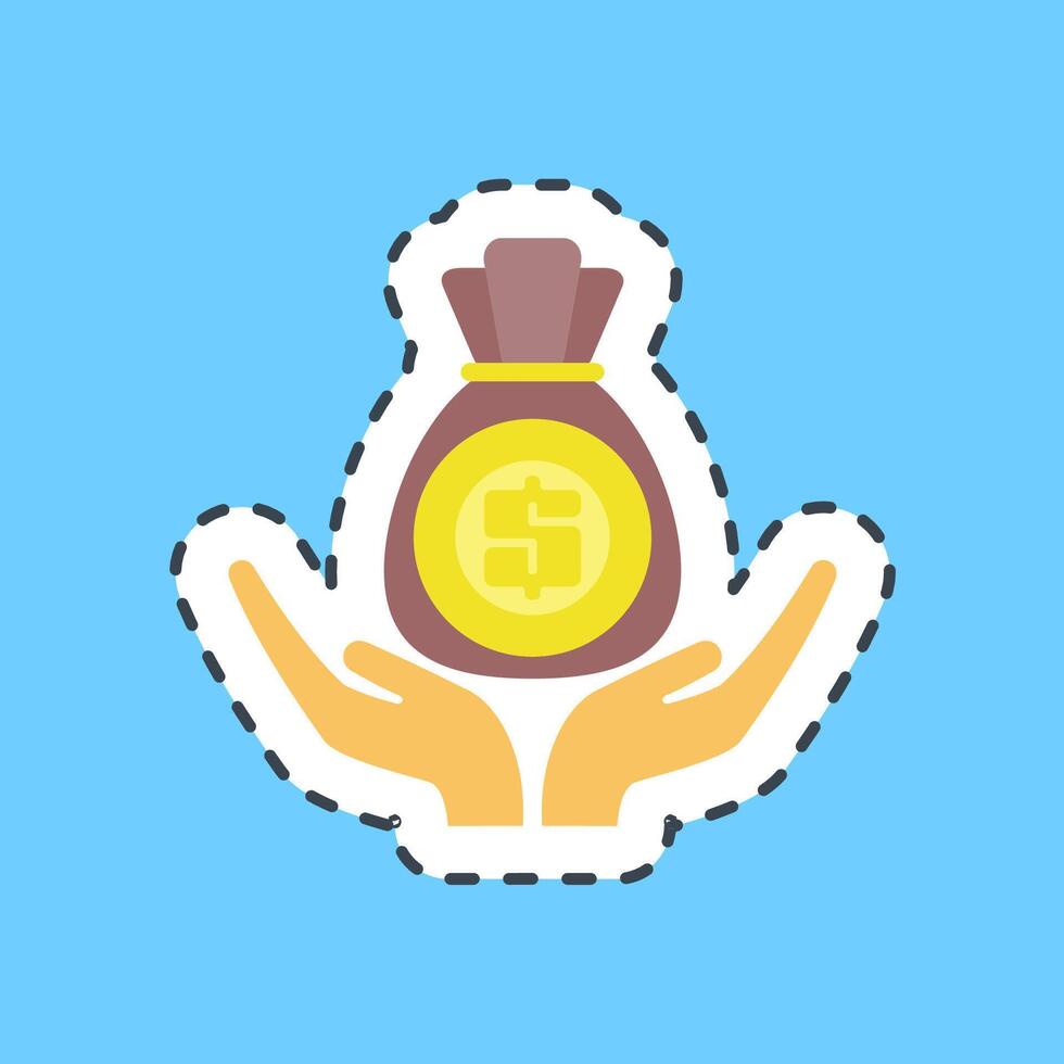 Cutting line sticker investment. Economy and business elements. vector