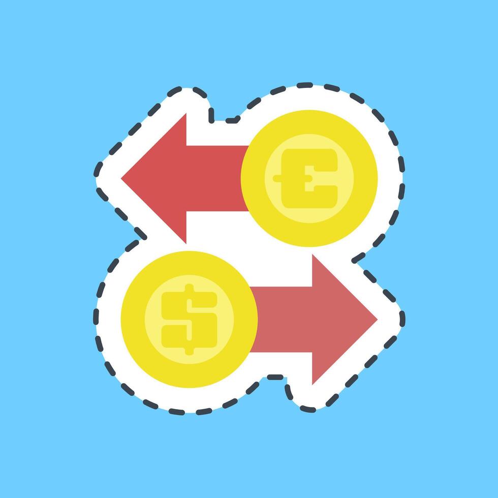 Cutting line sticker exchange. Economy and business elements. vector