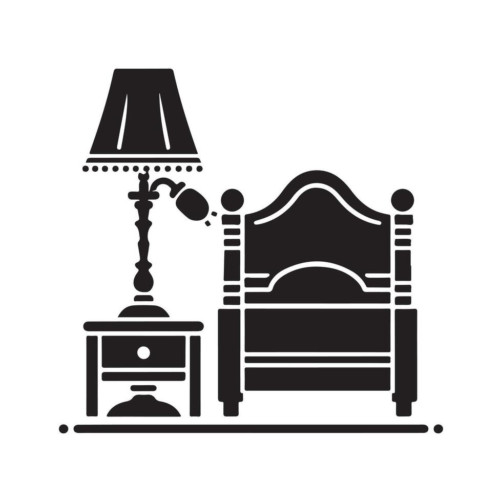 Bed Lamp Black Design for Print Materials vector
