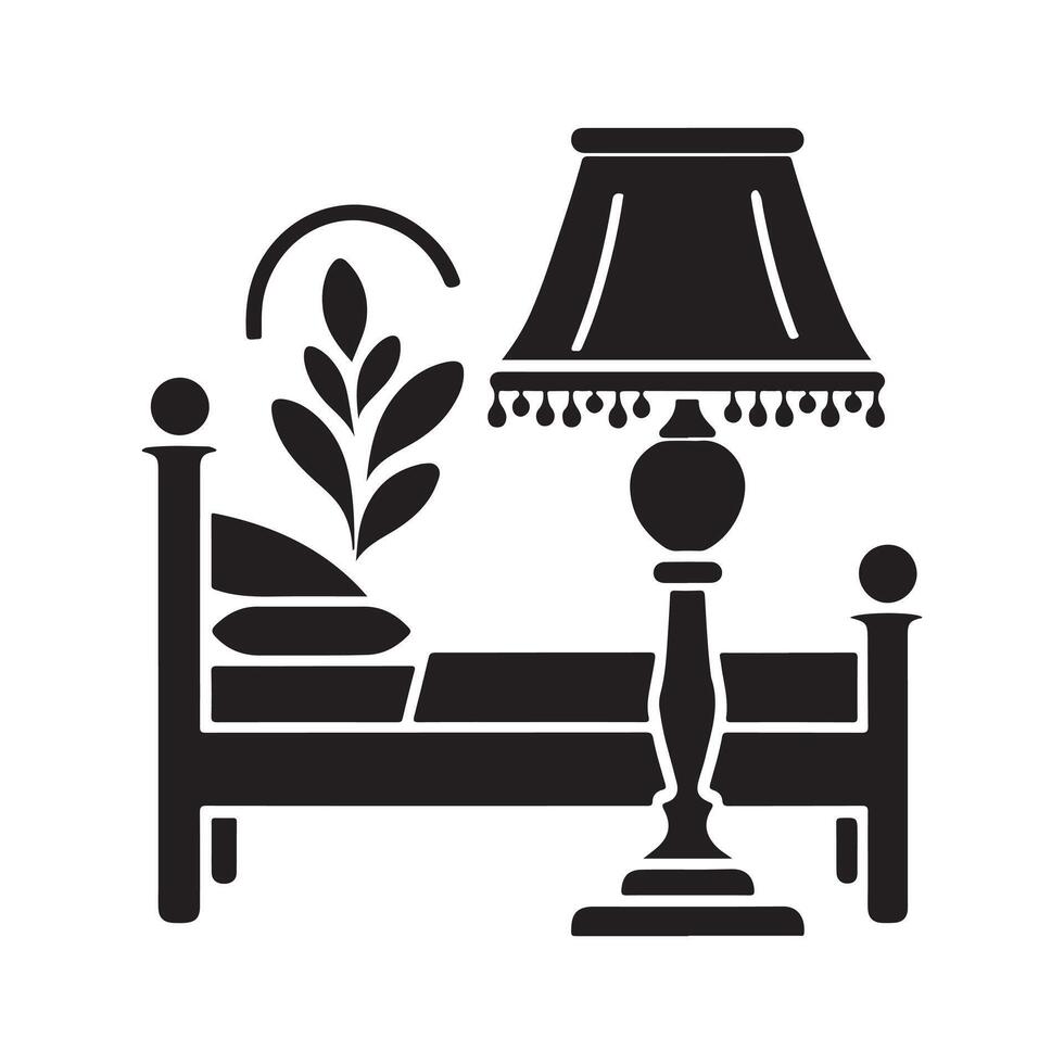 Bed Lamp Black Silhouette for Websites vector