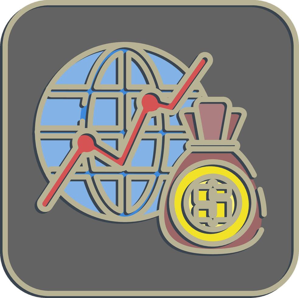 Icon global economic. Economy elements. Icon in embossed style. vector