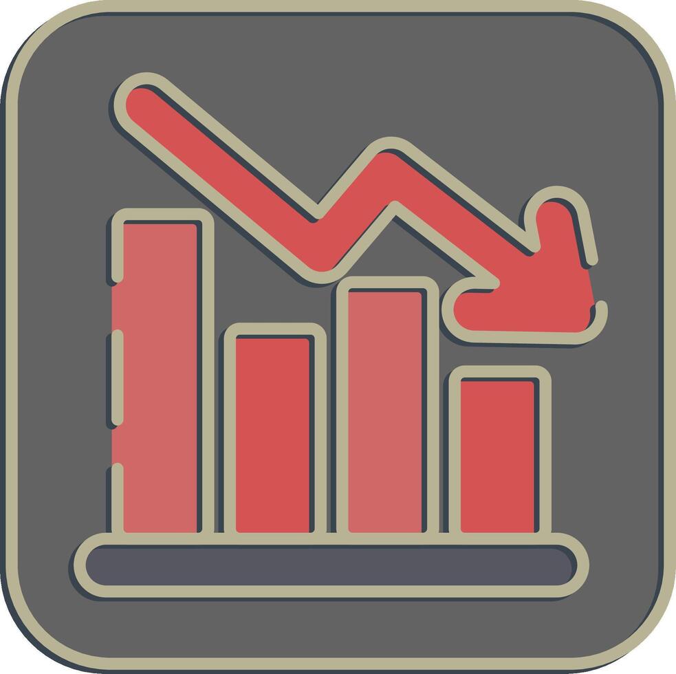 Icon recession. Economy elements. Icon in embossed style. vector