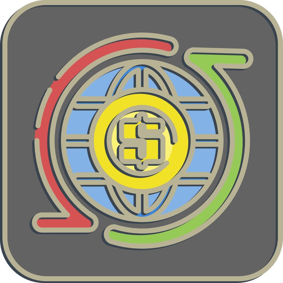 Icon circular economic. Economy elements. Icon in embossed style. vector