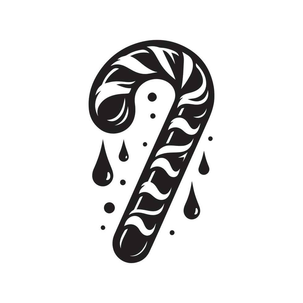Candy Cane Black Design for Festive Projects vector