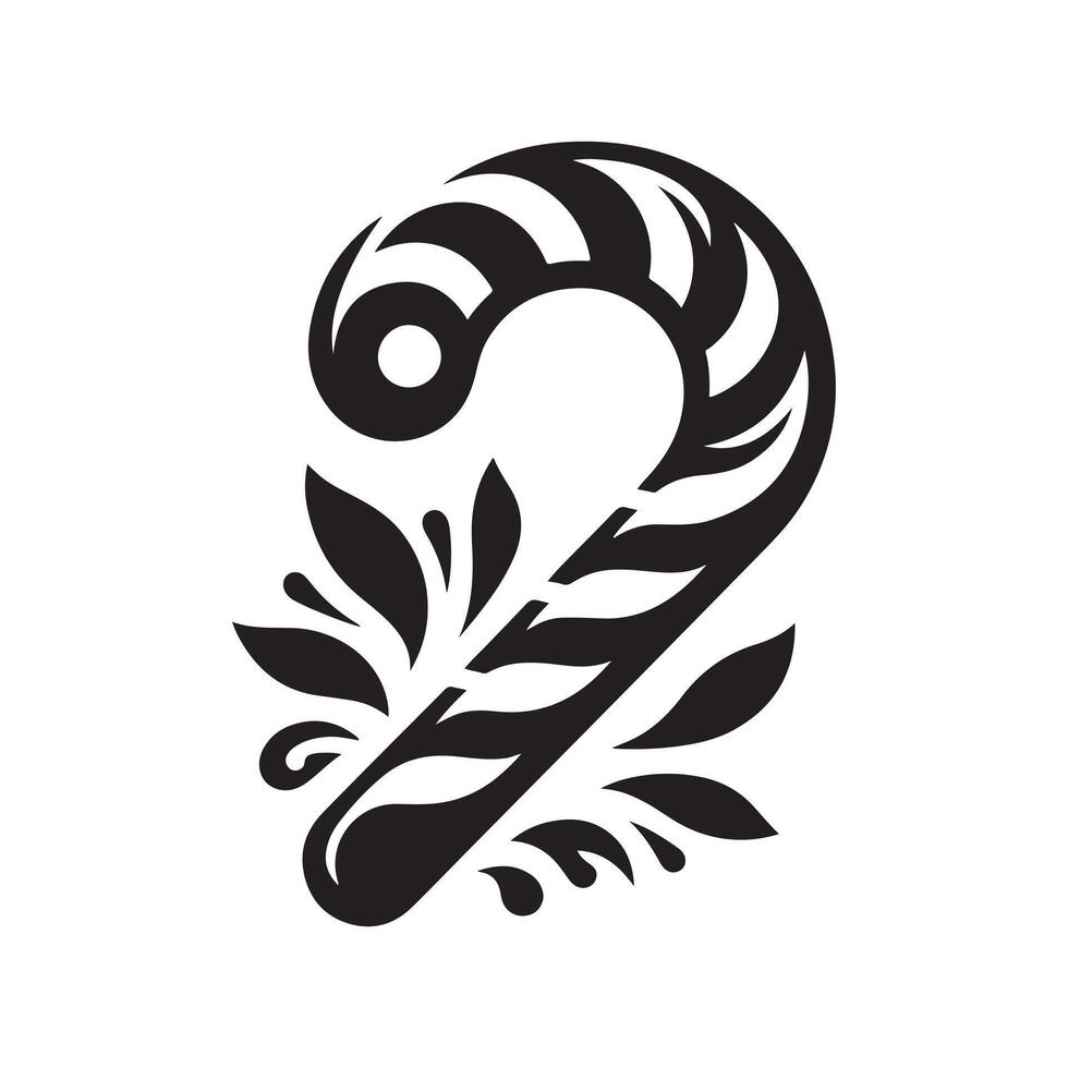 Candy Cane Black Graphic for Logos vector