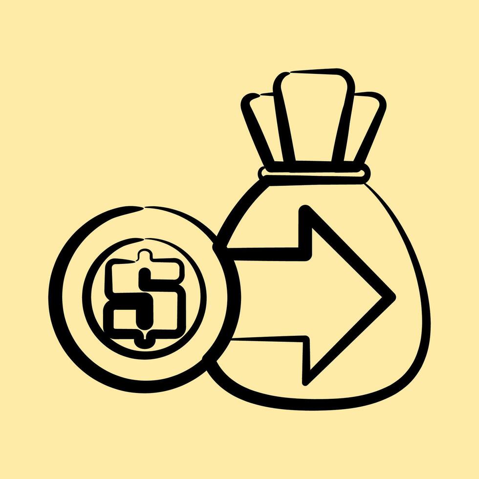 Icon income. Economy elements. Icon in hand drawn style. vector