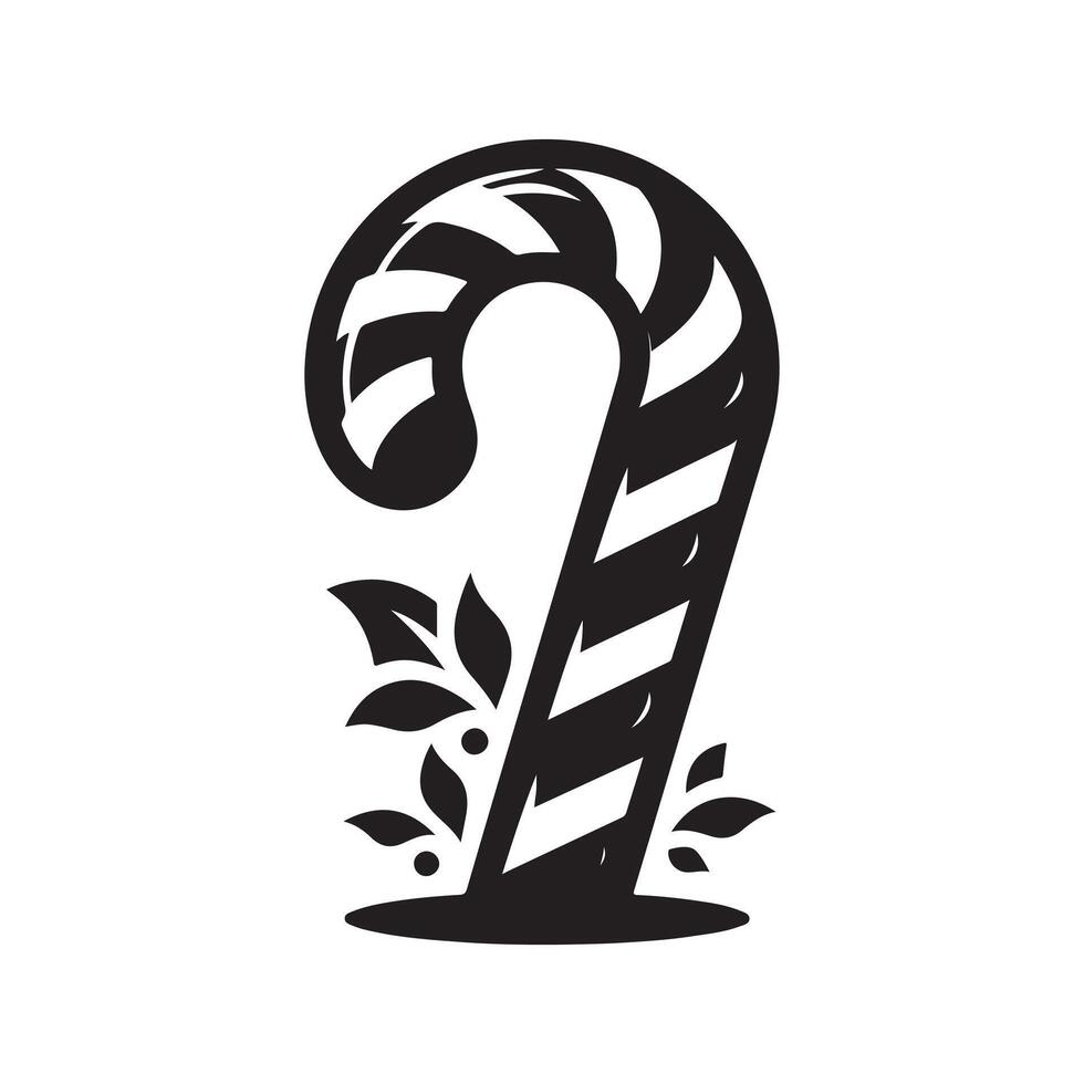 Candy Cane Black Art for Printing vector