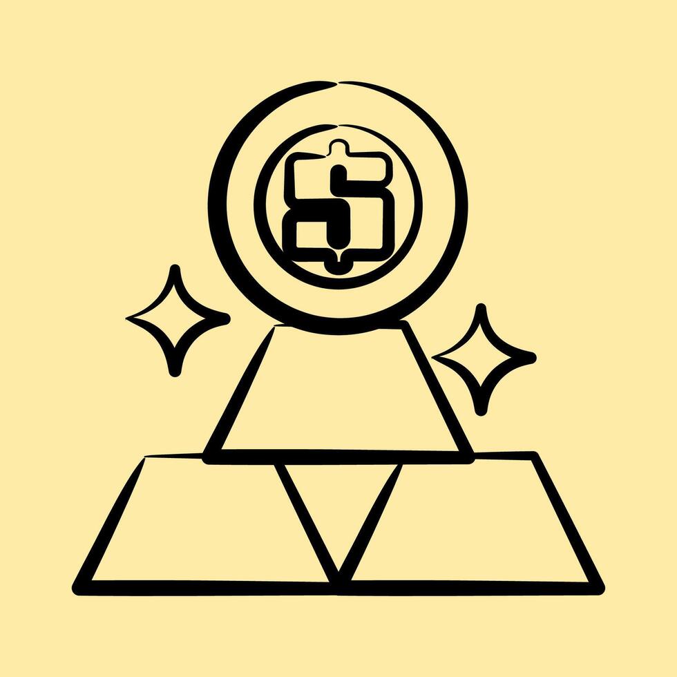 Icon gold price. Economy elements. Icon in hand drawn style. vector