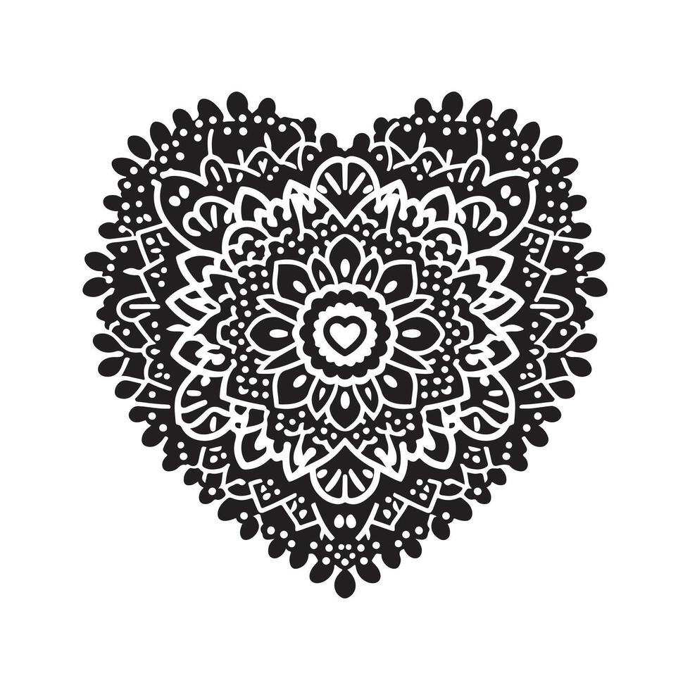 Stylish Lace Heart Doily Black Artwork vector