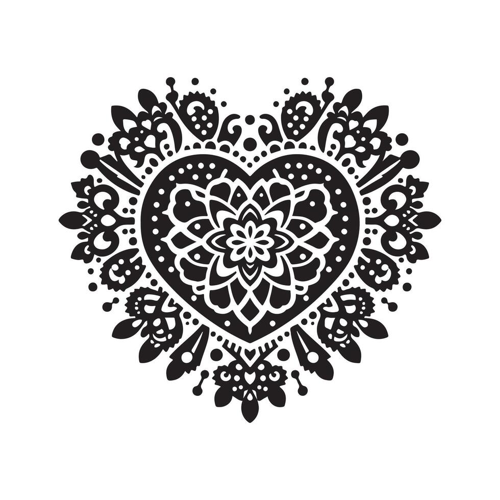 Vintage Lace Heart Doily Black Art vector