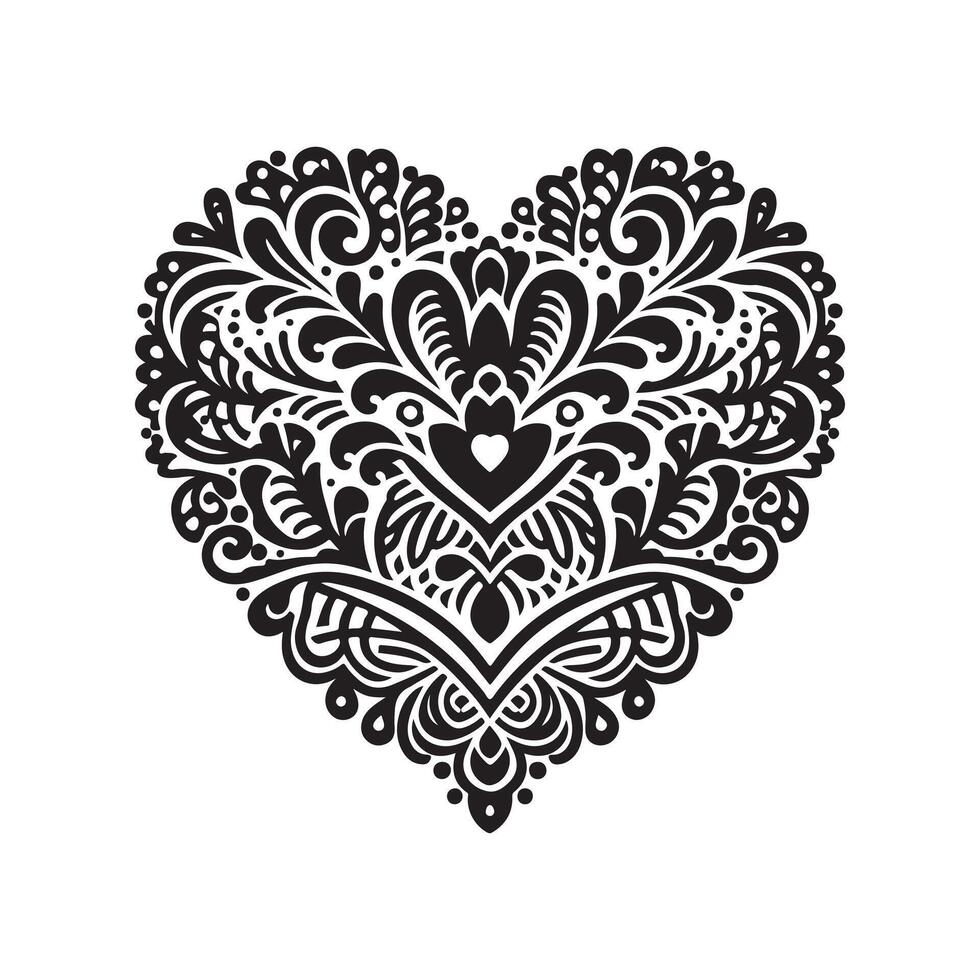Romantic Lace Heart Doily Black vector