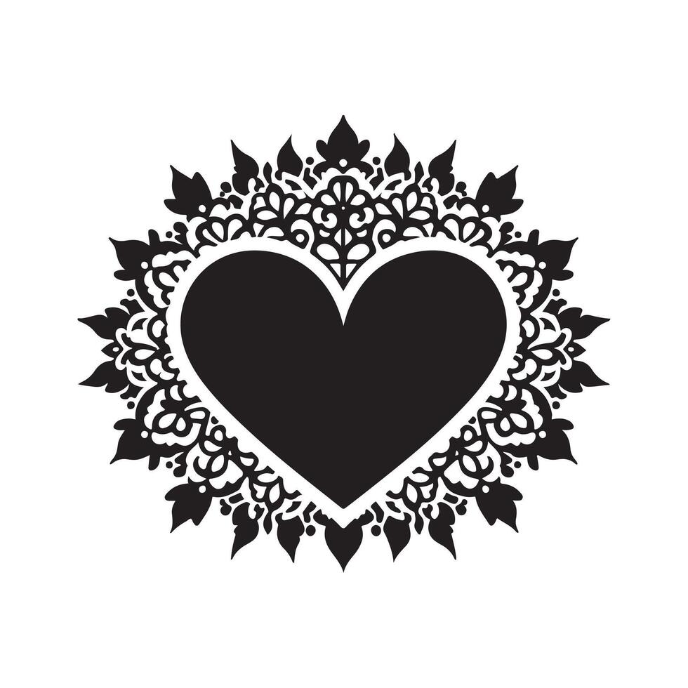 Lace Heart Doily Black for DIY vector