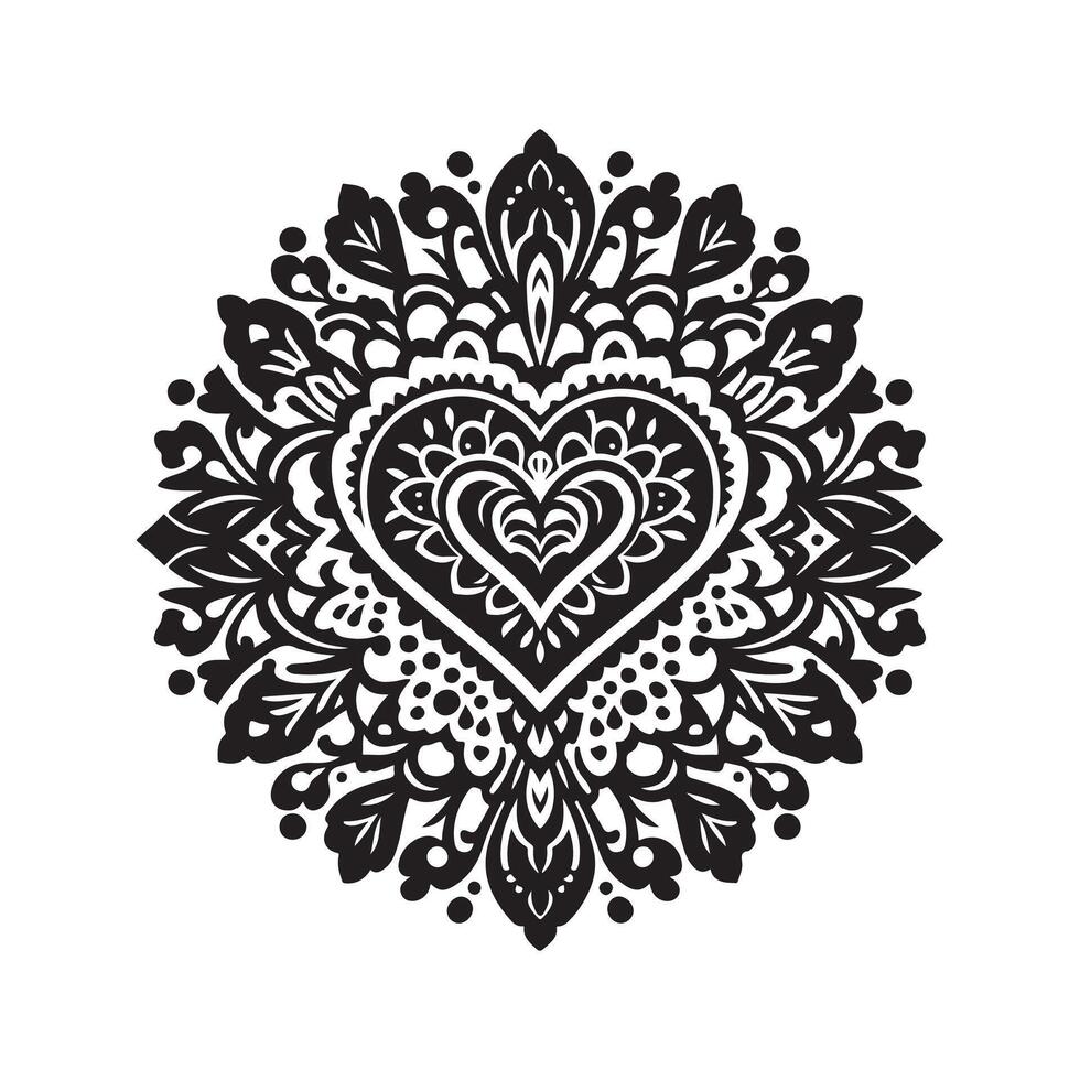 Beautiful Lace Heart Doily Black vector