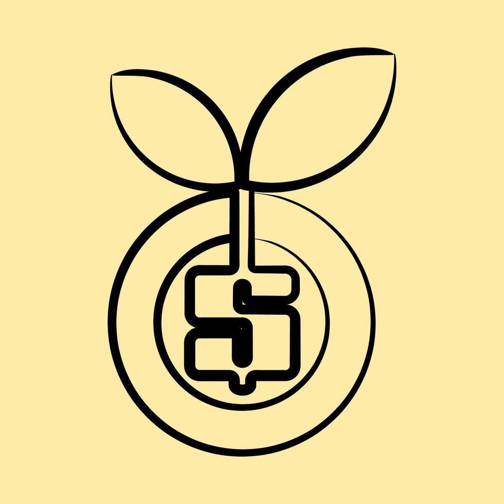 Icon money growth. Economy elements. Icon in hand drawn style. vector
